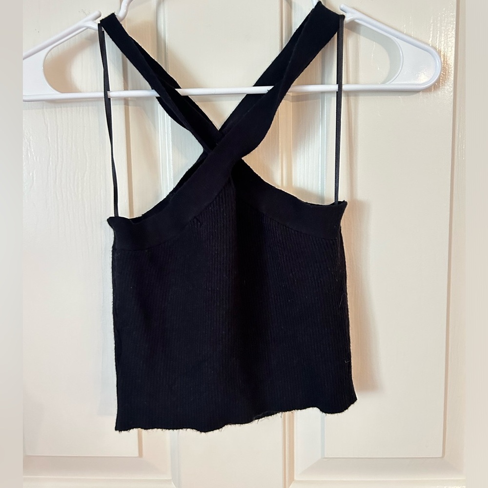PacSun cross next black ribbed tank top